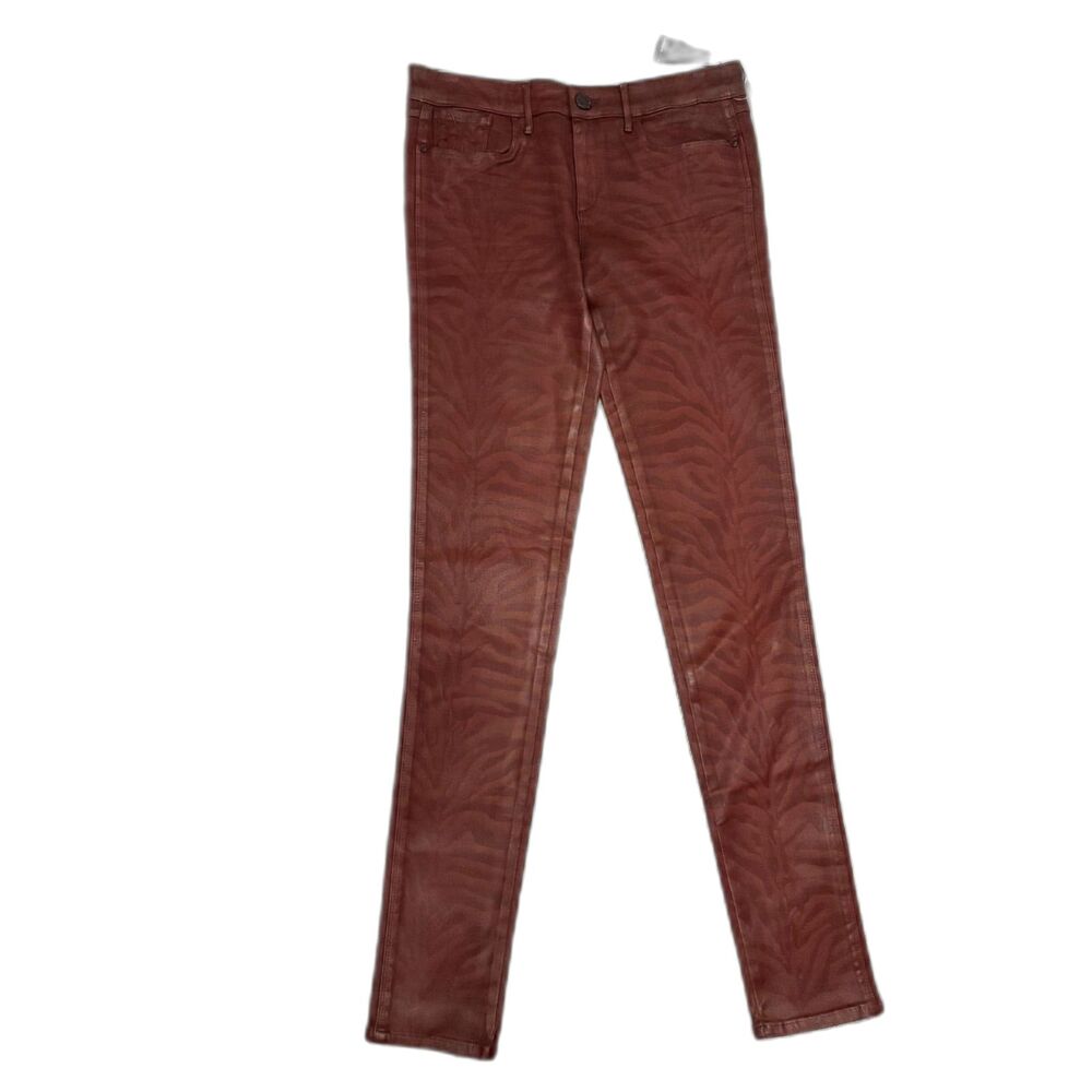 NWT Habitual Eve High Rise Skinny Jeans Coated Denim Red Tiger Stripe Size 27